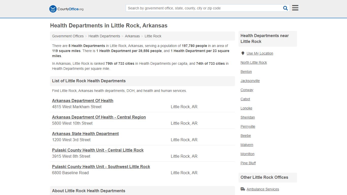 Health Departments - Little Rock, AR (Health & Vital Records)